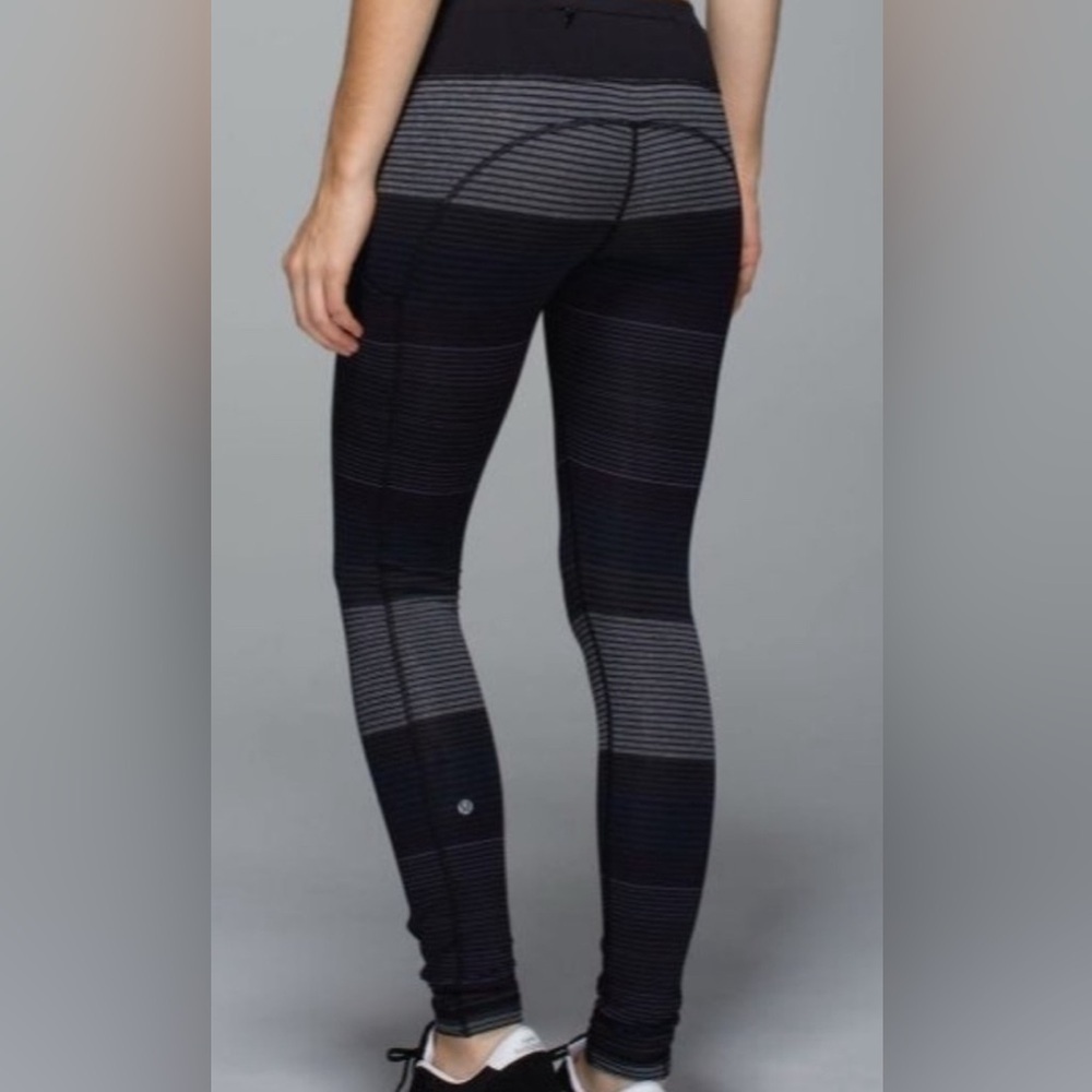 Lululemon Striped Black and Gray Leggings